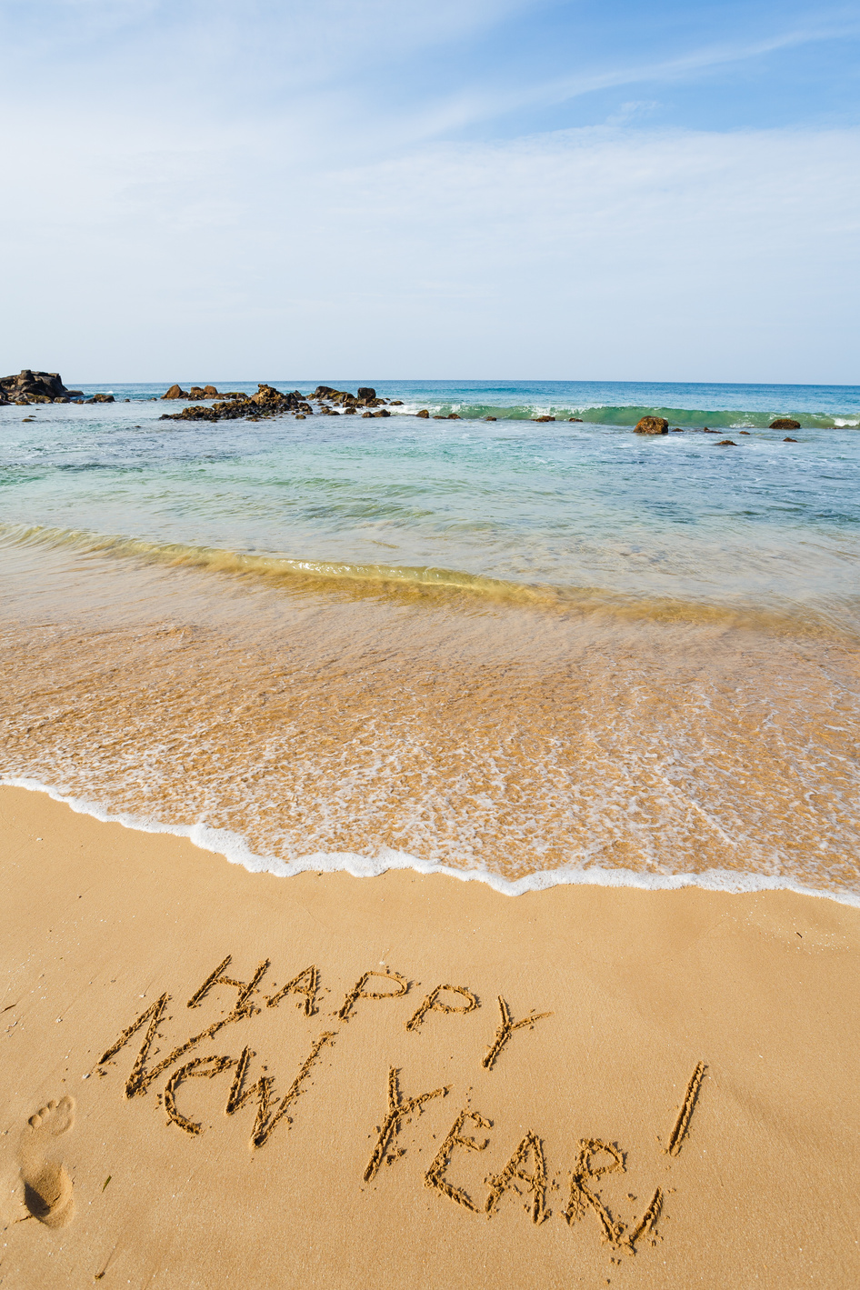 Happy New Year 2017 on the beach